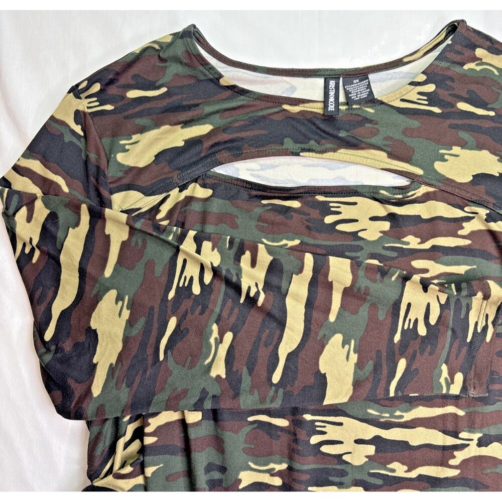 Kristin Nicole Women’s Camo Long Sleeve Top Size 3X Casual Stretchy Comfortable